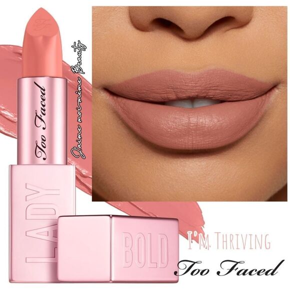 Too Faced Lady Bold Matte Lipstick I'm Thriving (Muted Beige Pink) - Picture 1 of 12